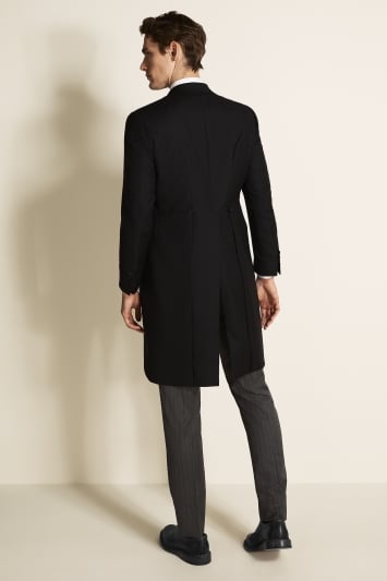 Tailored Fit Black Herringbone Coat