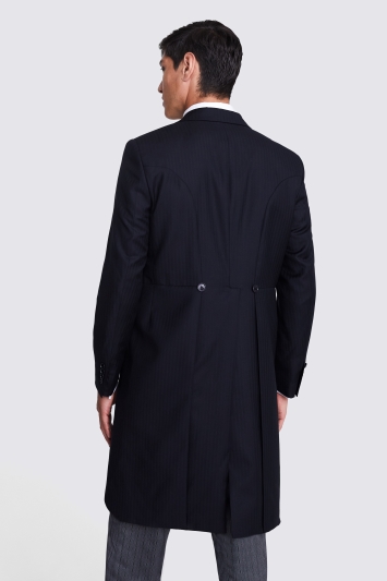 Italian Tailored Fit Black Herringbone Coat