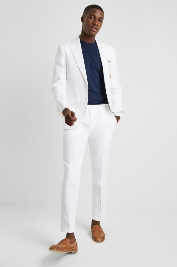 Moss 1851 Tailored Fit White Linen Jacket
