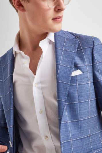 light blue windowpane blazer