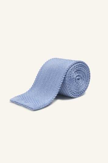 Blue Knitted Silk Tie