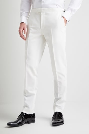 Slim Fit White Tuxedo Trousers