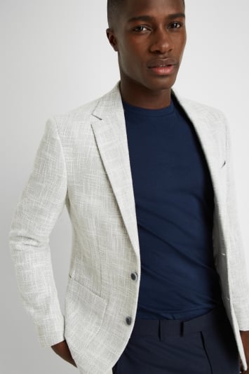 Moss London Slim Fit Light Grey Texture Jacket