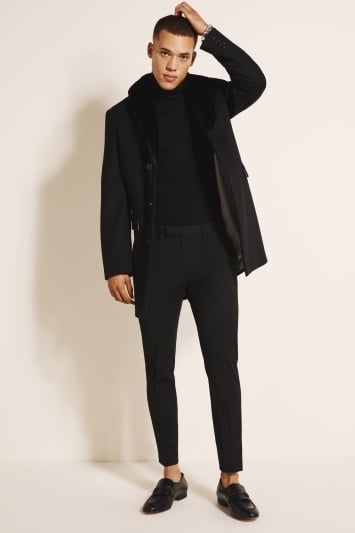 Slim Fit Black Overcoat 