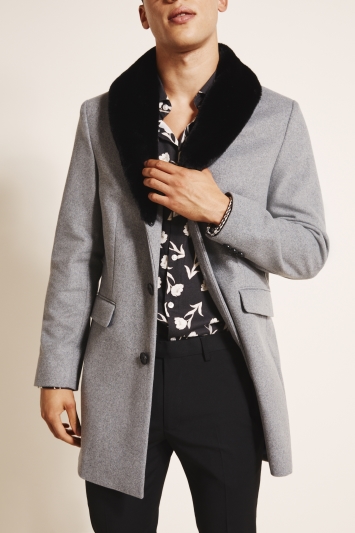 Slim Fit Grey Overcoat