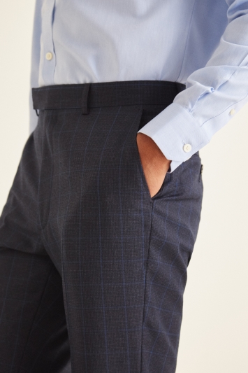 French Connection Slim Fit Navy Check Puppytooth Trousers