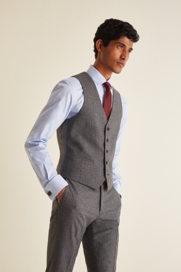 DKNY Slim Fit Grey Texture Waistcoat