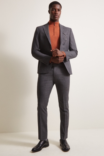 DKNY Slim Fit Charcoal Check Suit