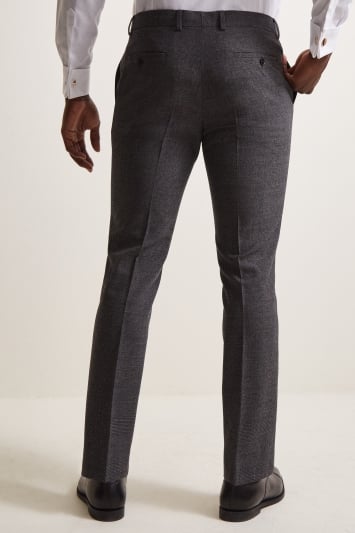 DKNY Slim Fit Charcoal Check Trousers 