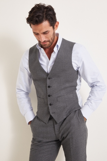 Moss 1851 Tailored Fit Grey Textured Waistcoat