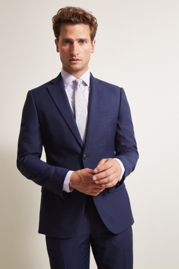 Moss 1851 Tailored Fit Navy Prince Wales Check Jacket