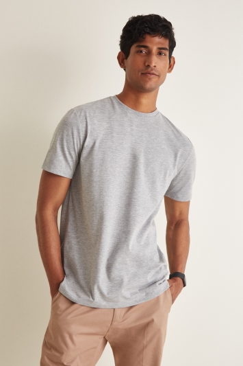 Moss London Grey Marl Short-Sleeve Crew-Neck T-Shirt
