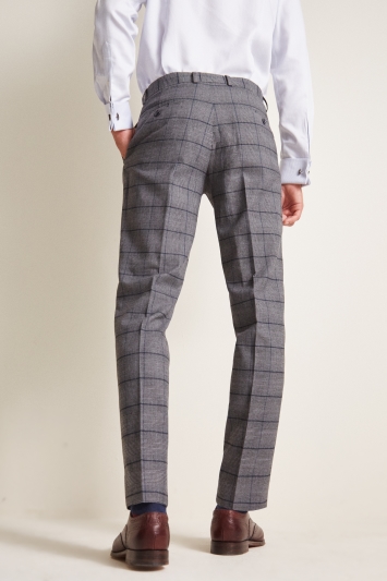 Moss 1851 Tailored Fit Grey Blue Check Trouser