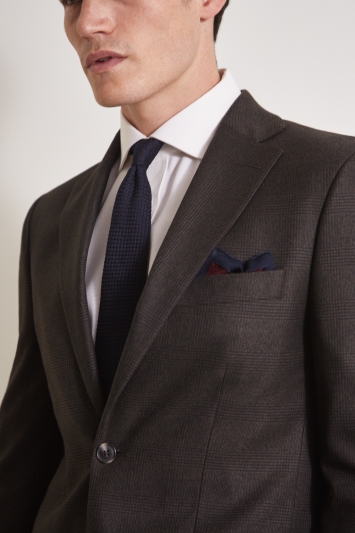 Moss 1851 Tailored Fit Brown Grid Check Jacket