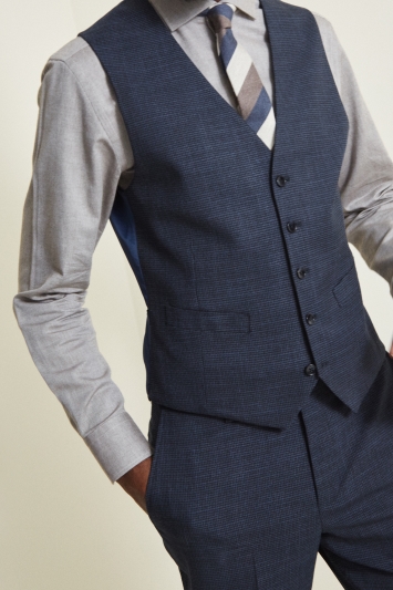 Tailored Fit Navy Puppytooth Waistcoat