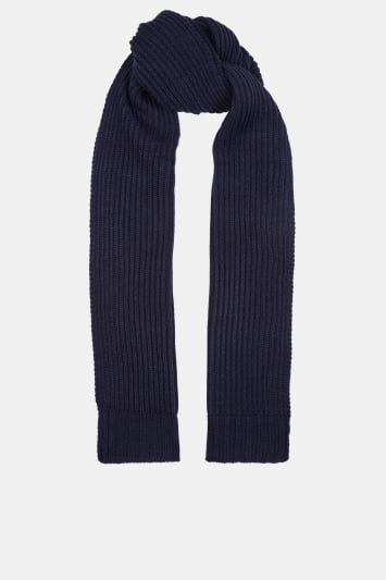 Moss 1851 Navy Chunky Knitted Scarf
