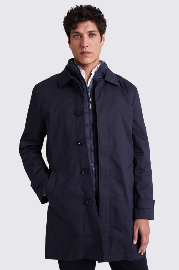 Tailored Fit Navy Raincoat