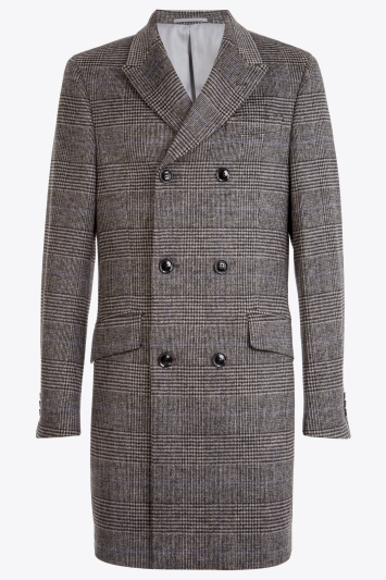 mens grey check overcoat