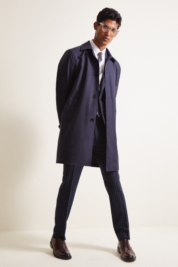 Slim Fit Navy Bonded Raincoat