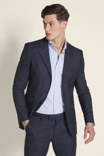 Slim Fit Navy Puppytooth Jacket