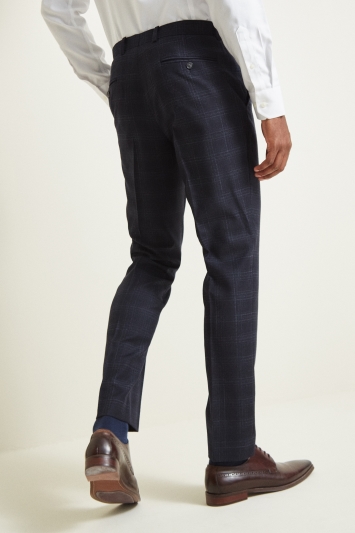 Moss 1851 Tailored Fit Blue Check Trousers