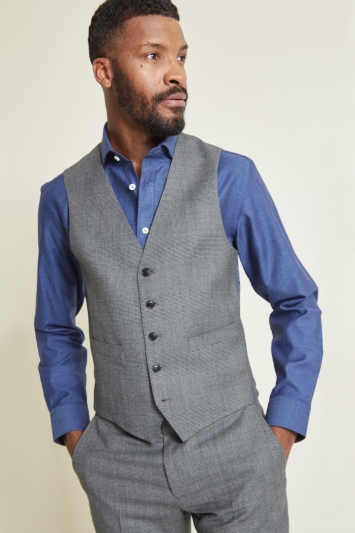 Moss 1851 Tailored Fit Grey Check Waistcoat