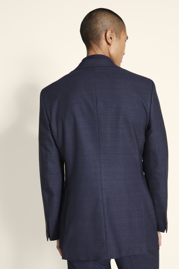 Moss 1851 Tailored Fit Navy Gold Check Jacket