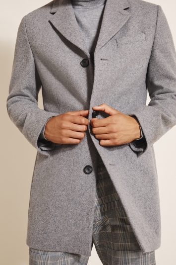 Slim Fit Light Grey Overcoat