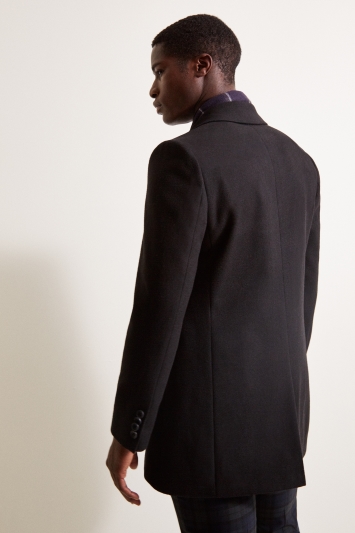 slim fit black overcoat