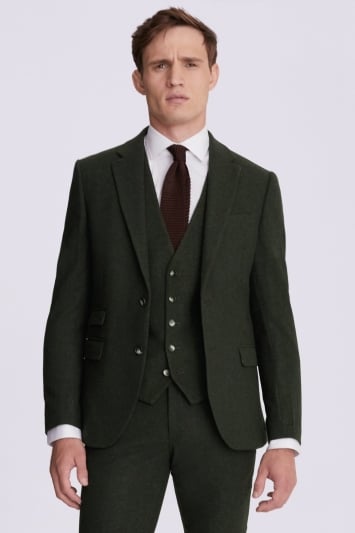 Slim Fit Khaki Donegal Tweed Suit Jacket