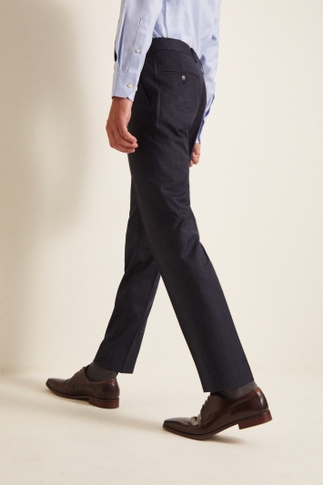 Tailored Fit Navy Check Trousers