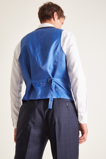 Regular Fit Navy Check Waistcoat