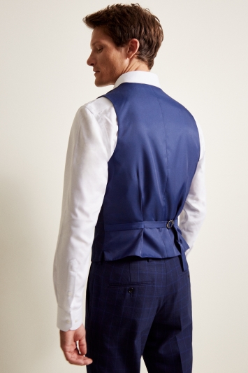 Moss 1851 Tailored Fit eco Blue Check Waistcoat