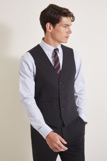 Tailored Fit Charcoal Puppytooth Waistcoat