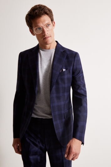 Tailored Fit Blue Check Flannel Jacket