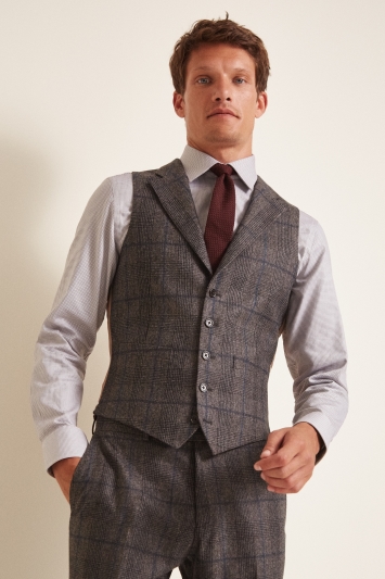 Barberis Tailored Fit Taupe Woollen Flannel Waistcoat