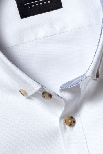 stretch white button down shirt