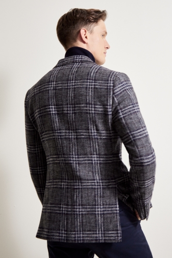 Tailored Fit Grey Blue Check Jacket