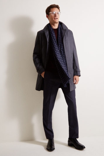 Tailored Fit Charcoal Quilted Raincoat