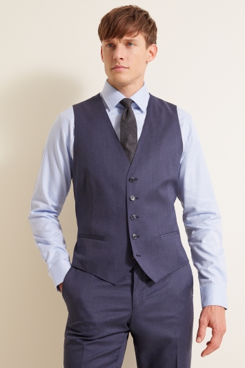 STG Exclusive Tailored Fit Airforce Blue Twill Waistcoat