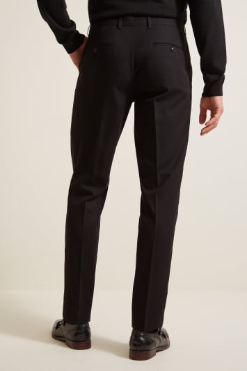 Slim Fit Black & Tartan Tuxedo Trousers