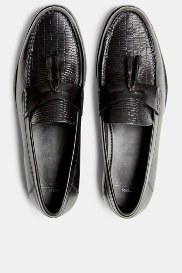 Ivanhoe Black Lizard Print Loafer Shoe
