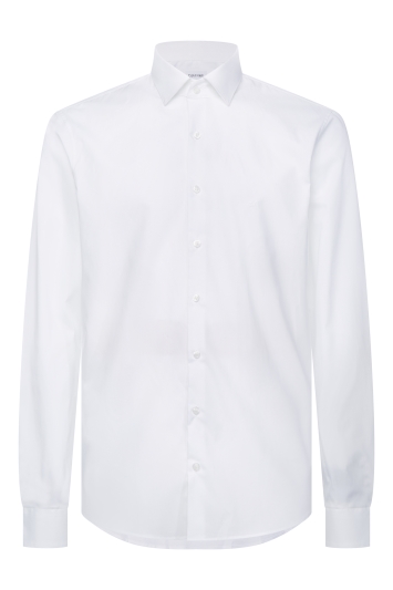 Calvin Klein Slim Fit White Single Cuff Poplin Stretch Shirt