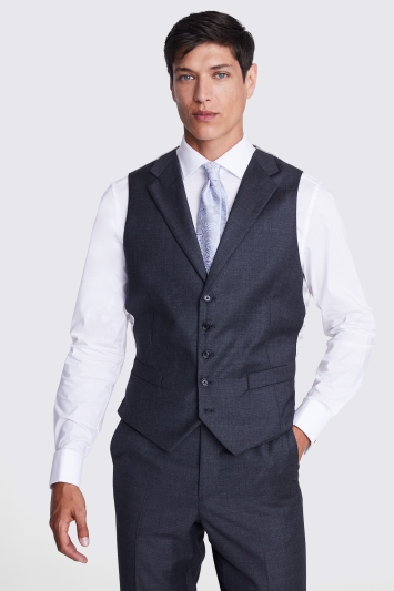 Tailored Fit Grey Sharkskin Waistcoat