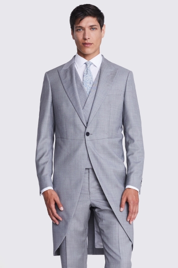 Italian Tailored Fit Grey Texture Morning Suit Jacket