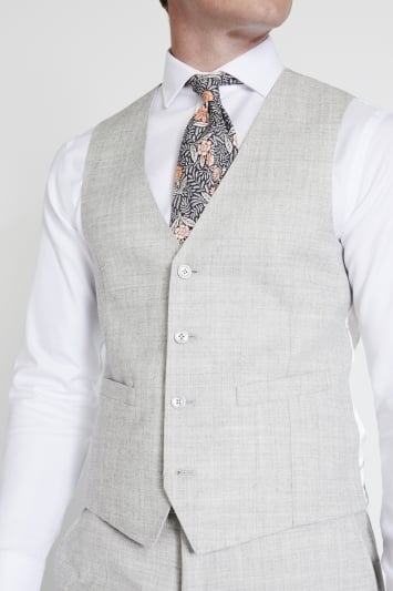 French Connection Slim Fit Light Grey Flannel Waistcoat