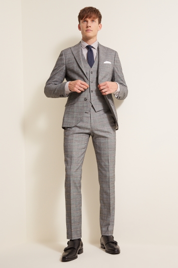 French Connection Slim Fit Grey Check Suit