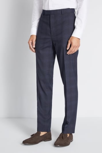 Slim Fit Navy Check Trousers