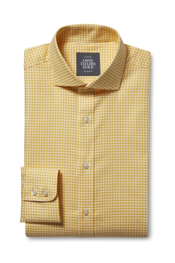 Regular Fit Yellow Oxford Check Shirt