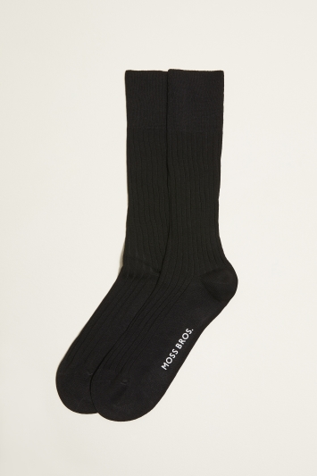 Black Fine Ribbed Sock